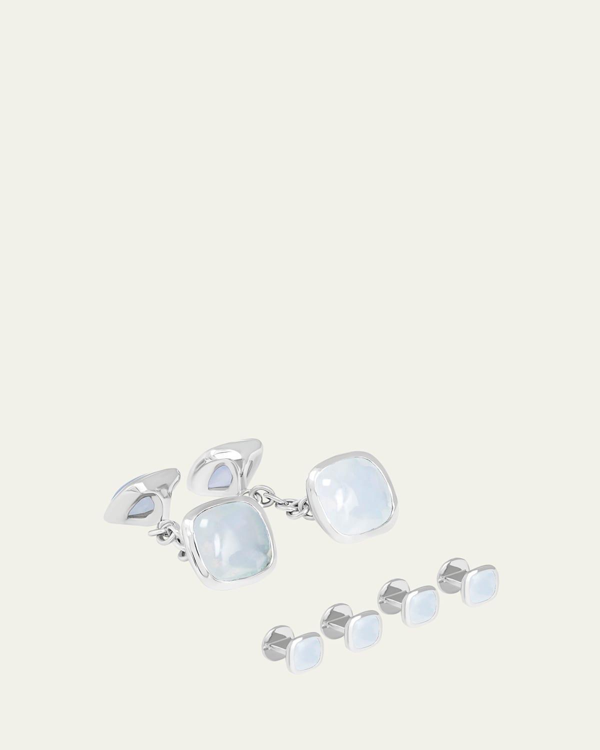 Men's Moonstone Cufflink Stud Set Product Image