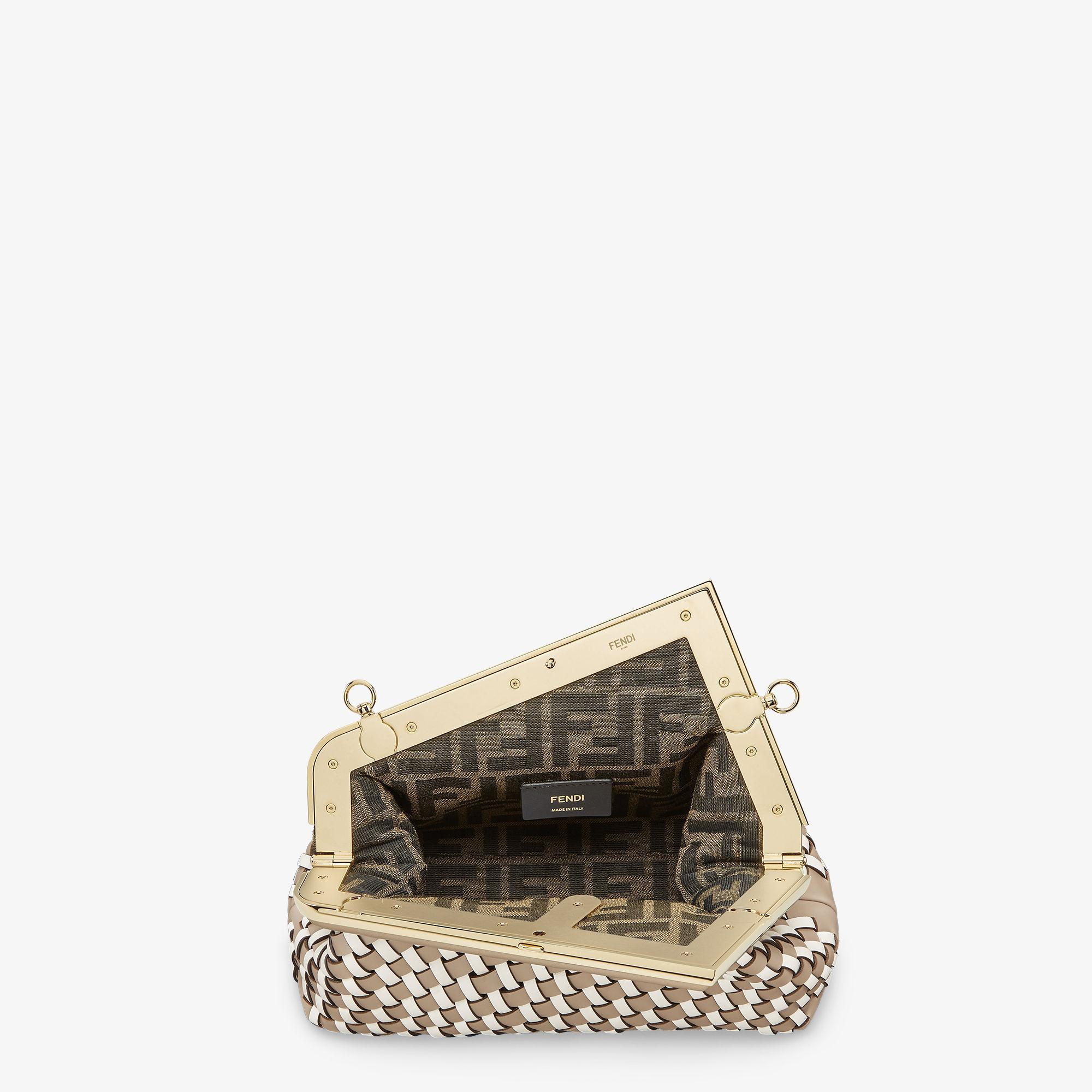 Fendi First SmallDove gray and white interlaced leather bag Product Image