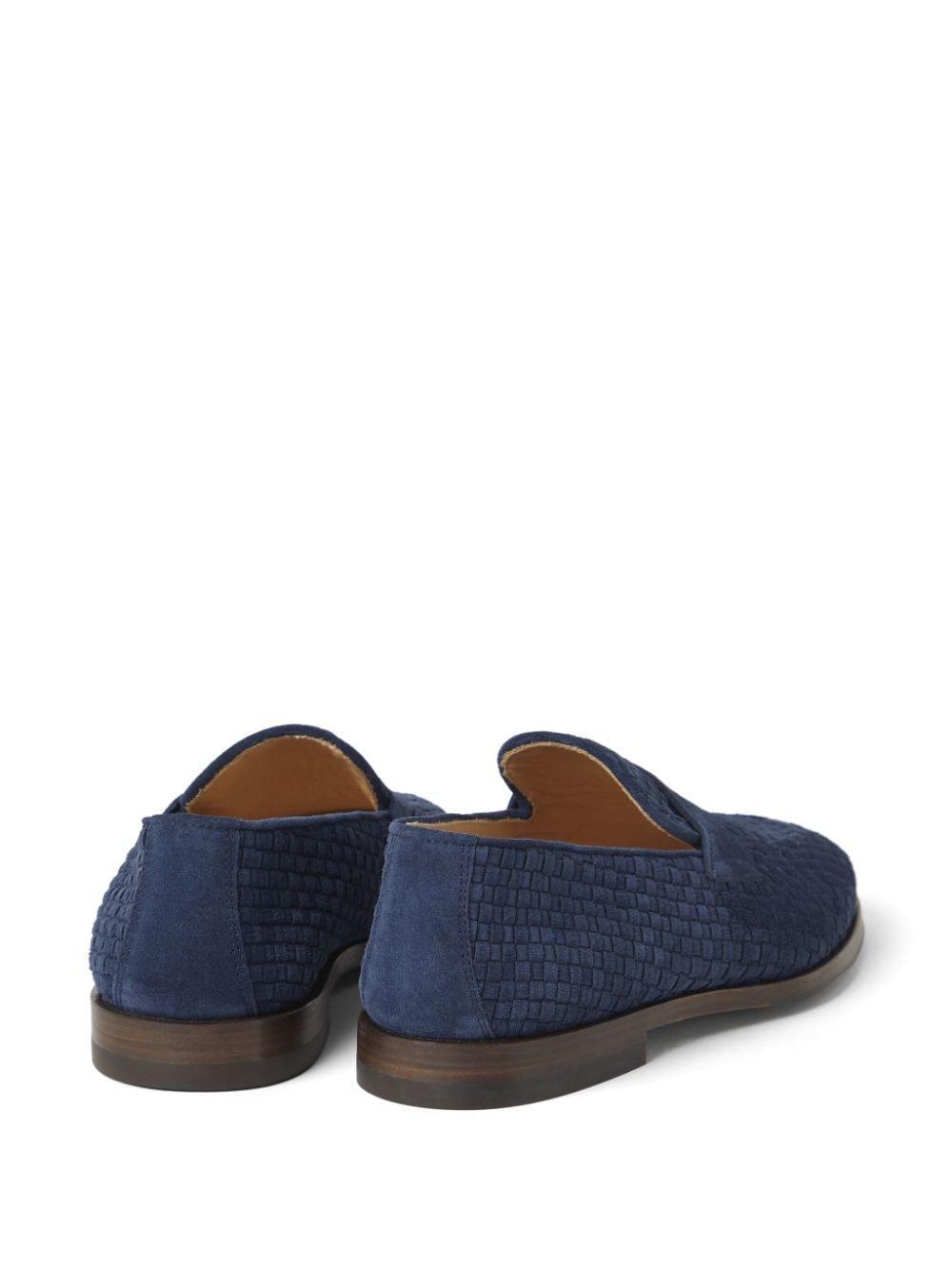 Woven Suede Loafers In Blue Product Image