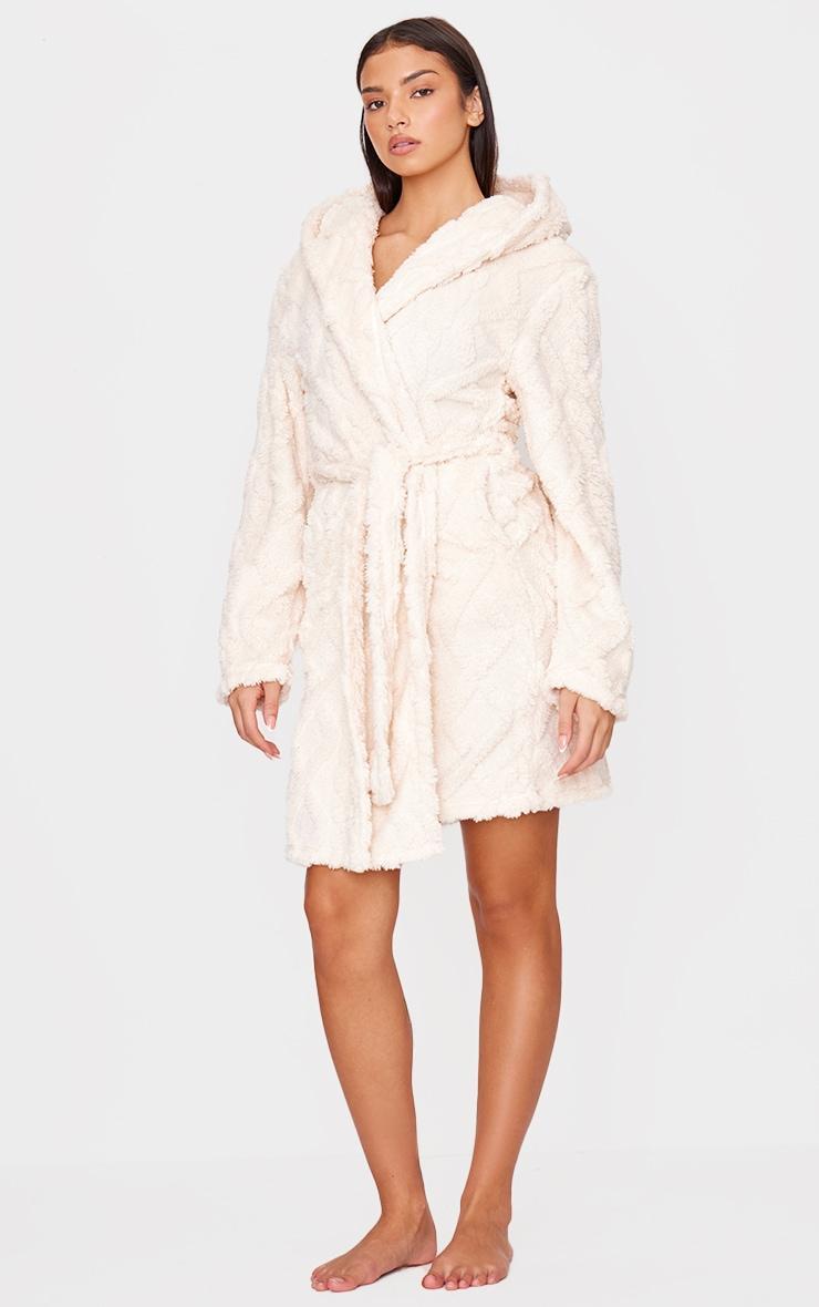 Cream Cable Fleece Bath Robe Product Image