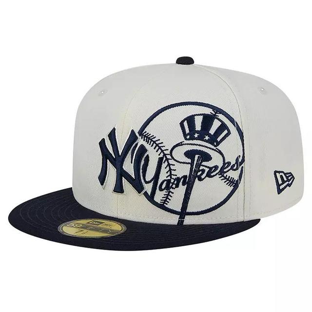 Mens New Era Cream/Navy New York Yankees Lonestar 59FIFTY Fitted Hat Product Image