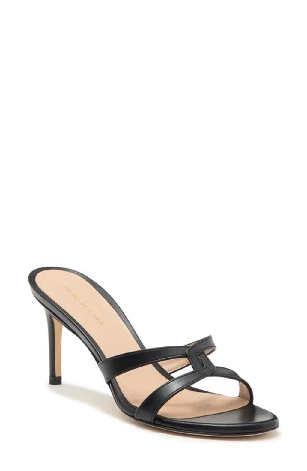 STUART WEITZMAN Soiree Sleek 75 Satin Sandal In Black Product Image