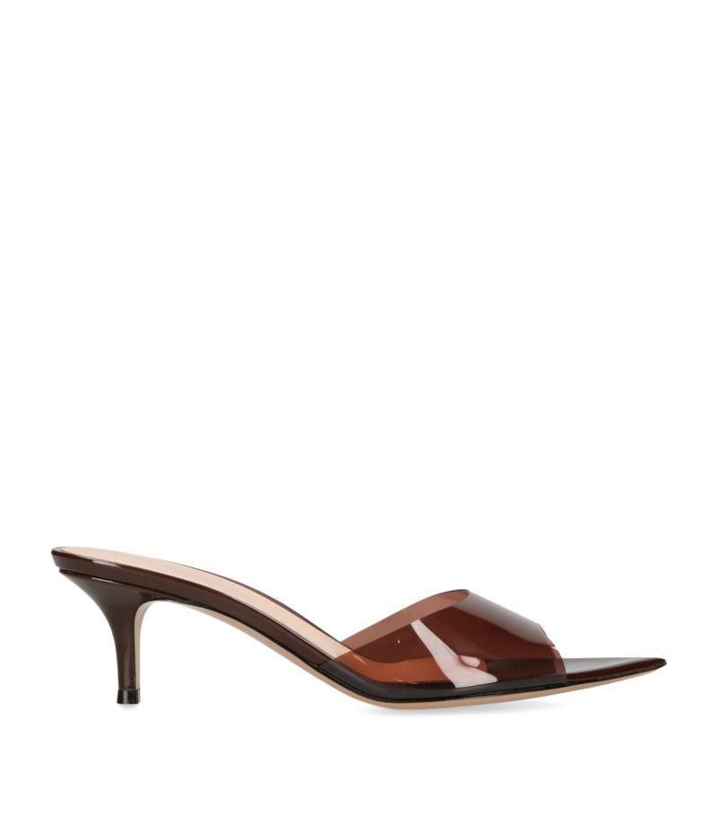 Womens Brown Vernice Open-toe Pvc Heeled Mules Product Image