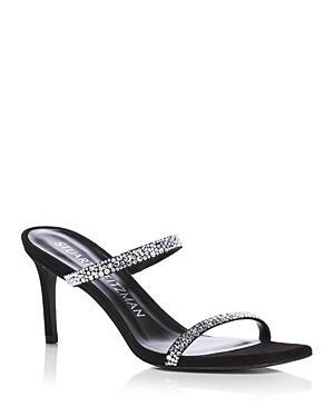 Stuart Weitzman Womens Aleena Royale Crystal Embellished Suede Slide Sandals Product Image