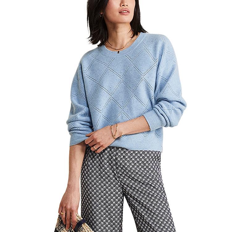 Womens Cashmere Pointelle Pullover Sweater Product Image