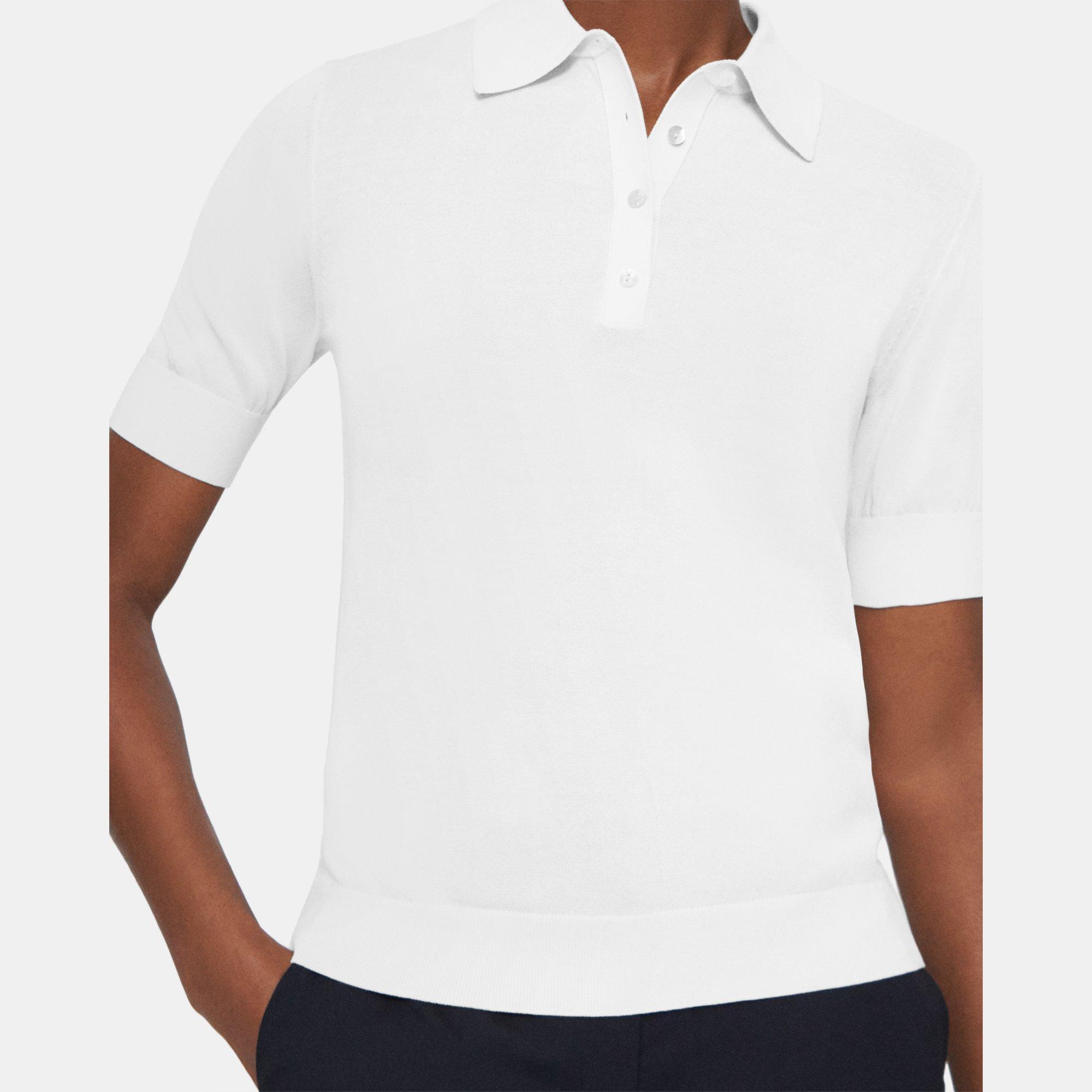 Cotton Blend Polo Sweater | Theory Product Image