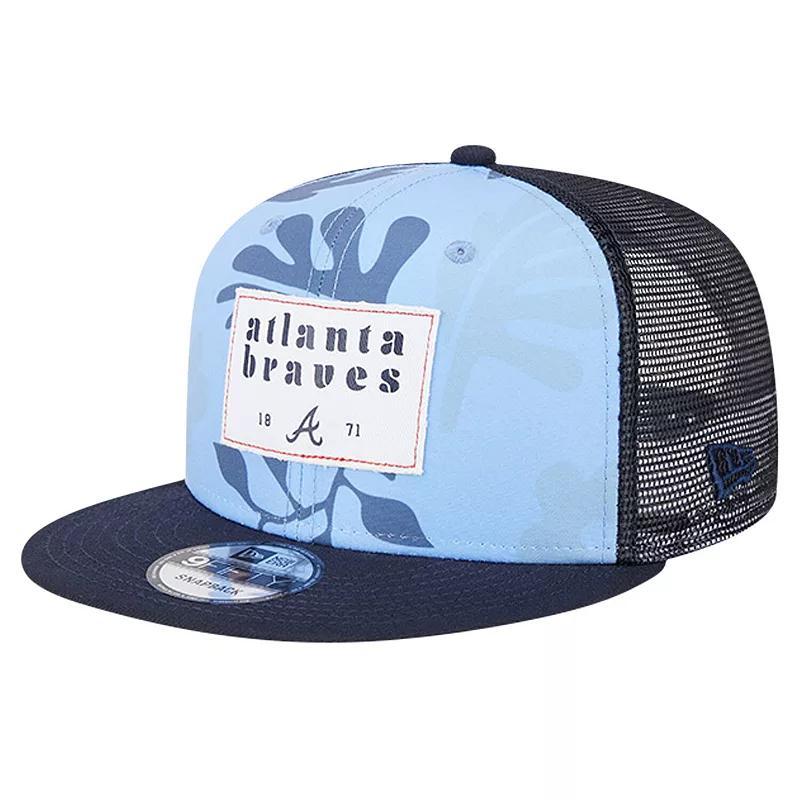 New Era Mens Navy Atlanta Braves Bikini Bottom Trucker 9FIFTY Snapback Hat Product Image