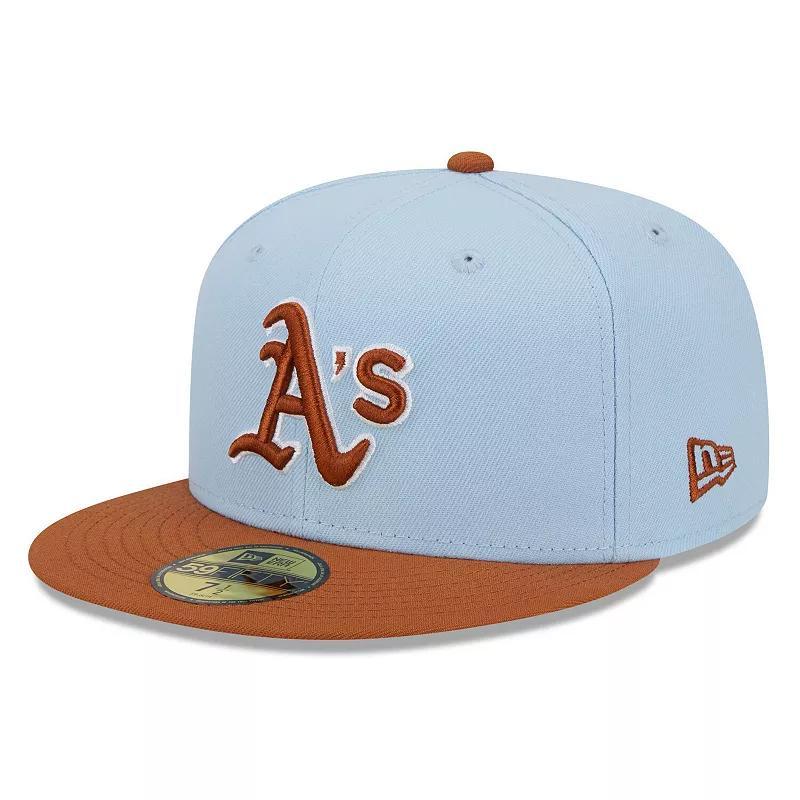 Mens New Era Light Blue/Brown Oakland Athletics Spring Color Basic Two-Tone 59FIFTY Fitted Hat Product Image