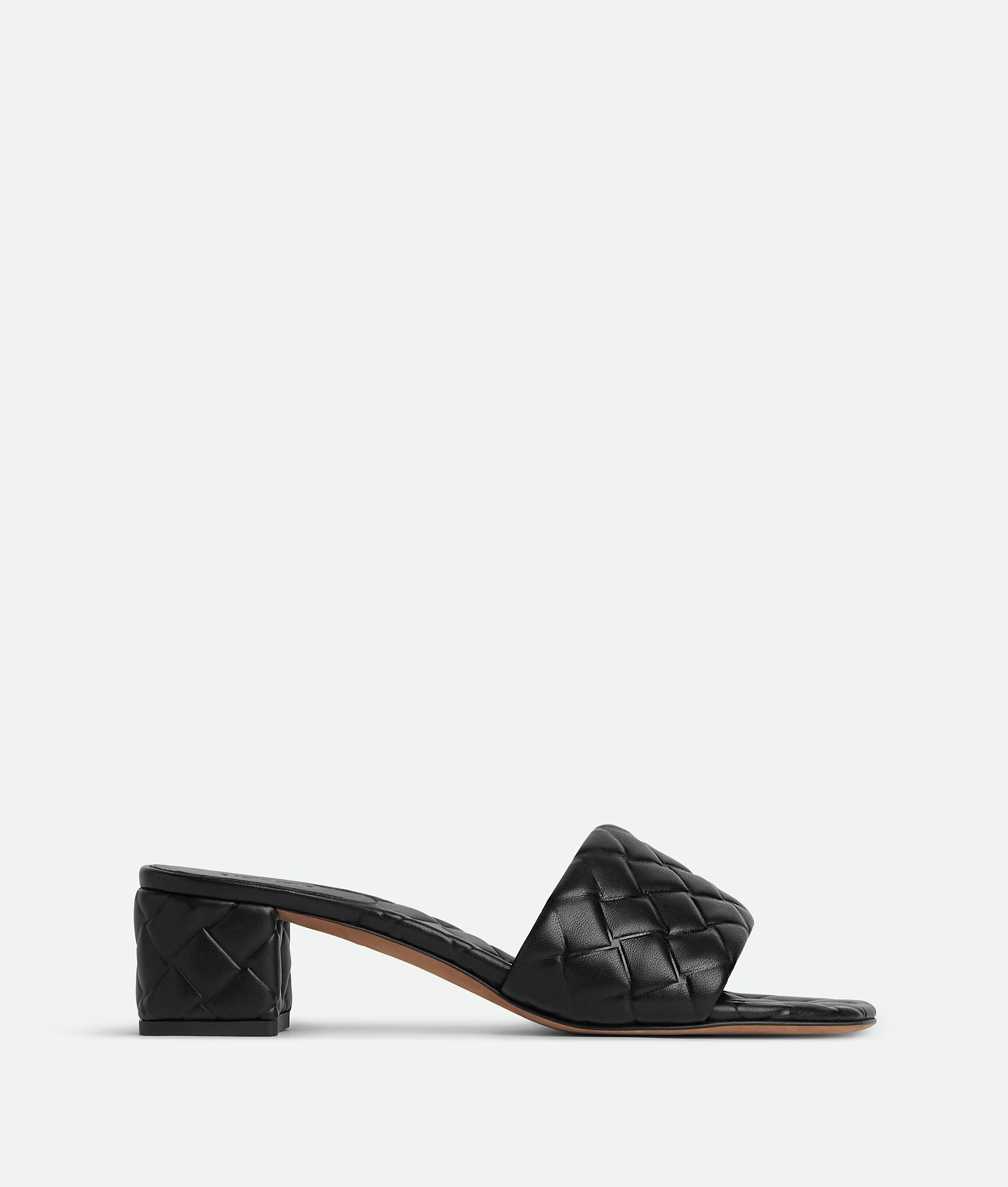 BOTTEGA VENETA Quilted Leather Mule Sandals In Black Product Image