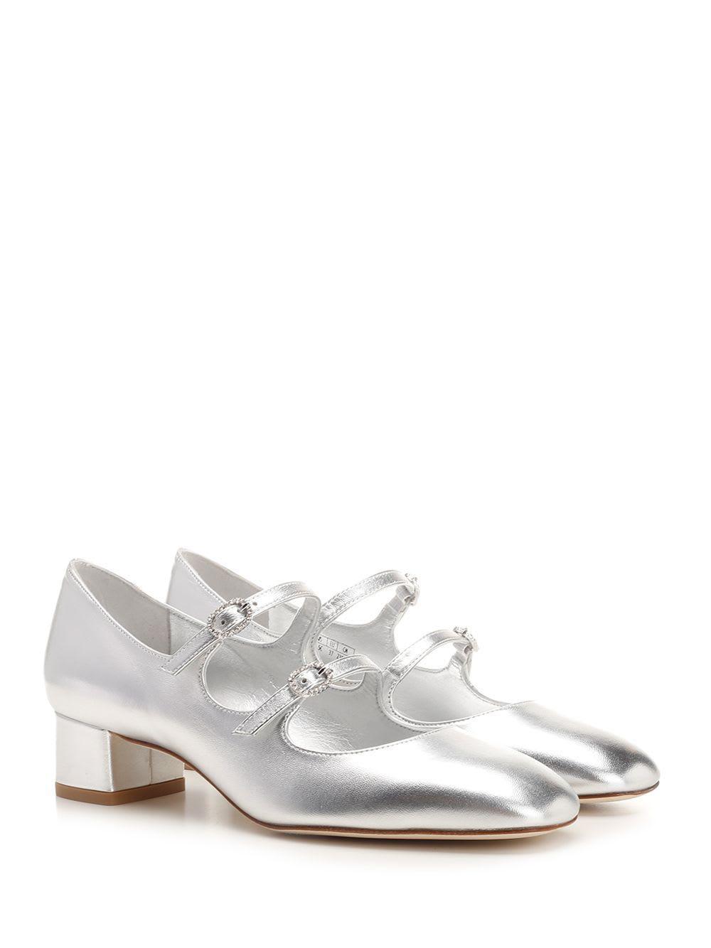 STUART WEITZMAN Women's Benni 35mm Mary Jane Leather Pumps In Silver Product Image