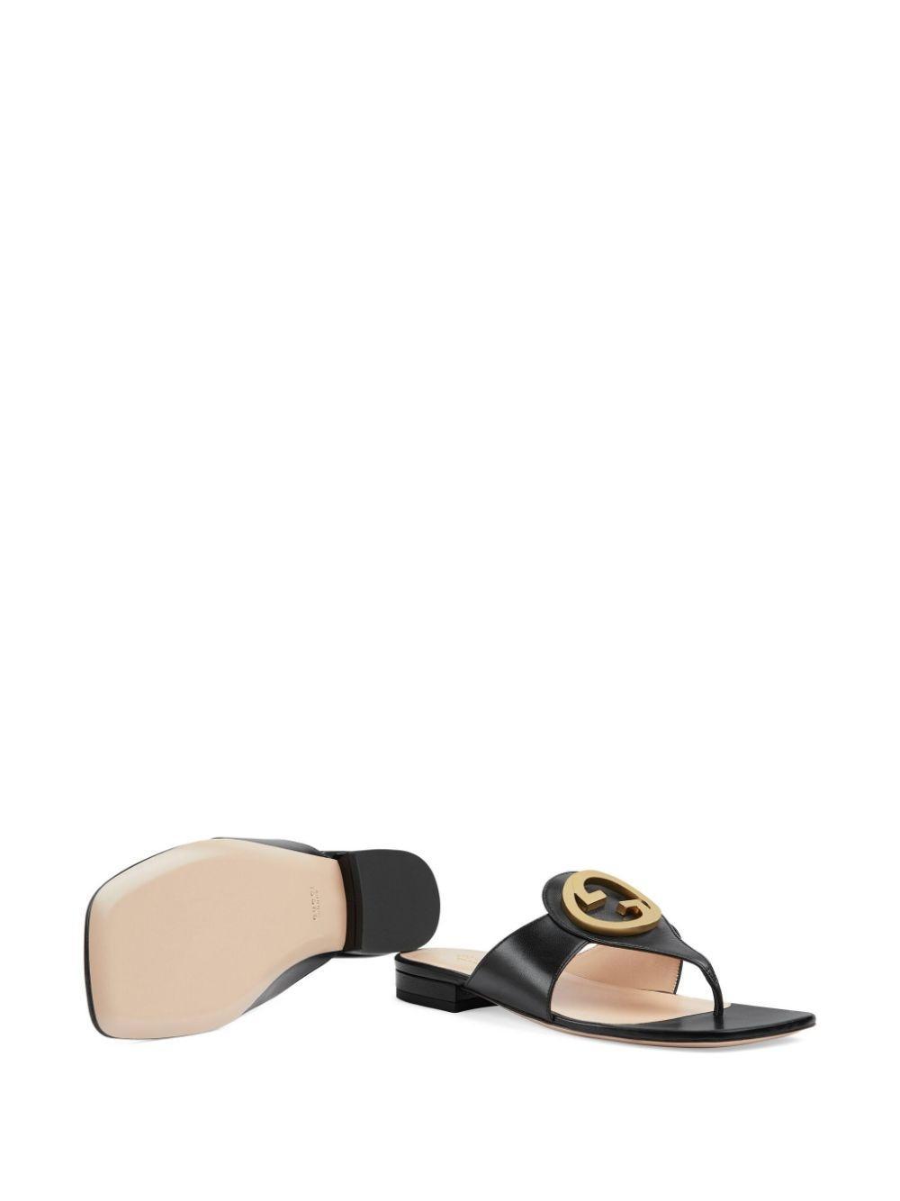 Round Interlocking G Thong Sandal In Nero Product Image