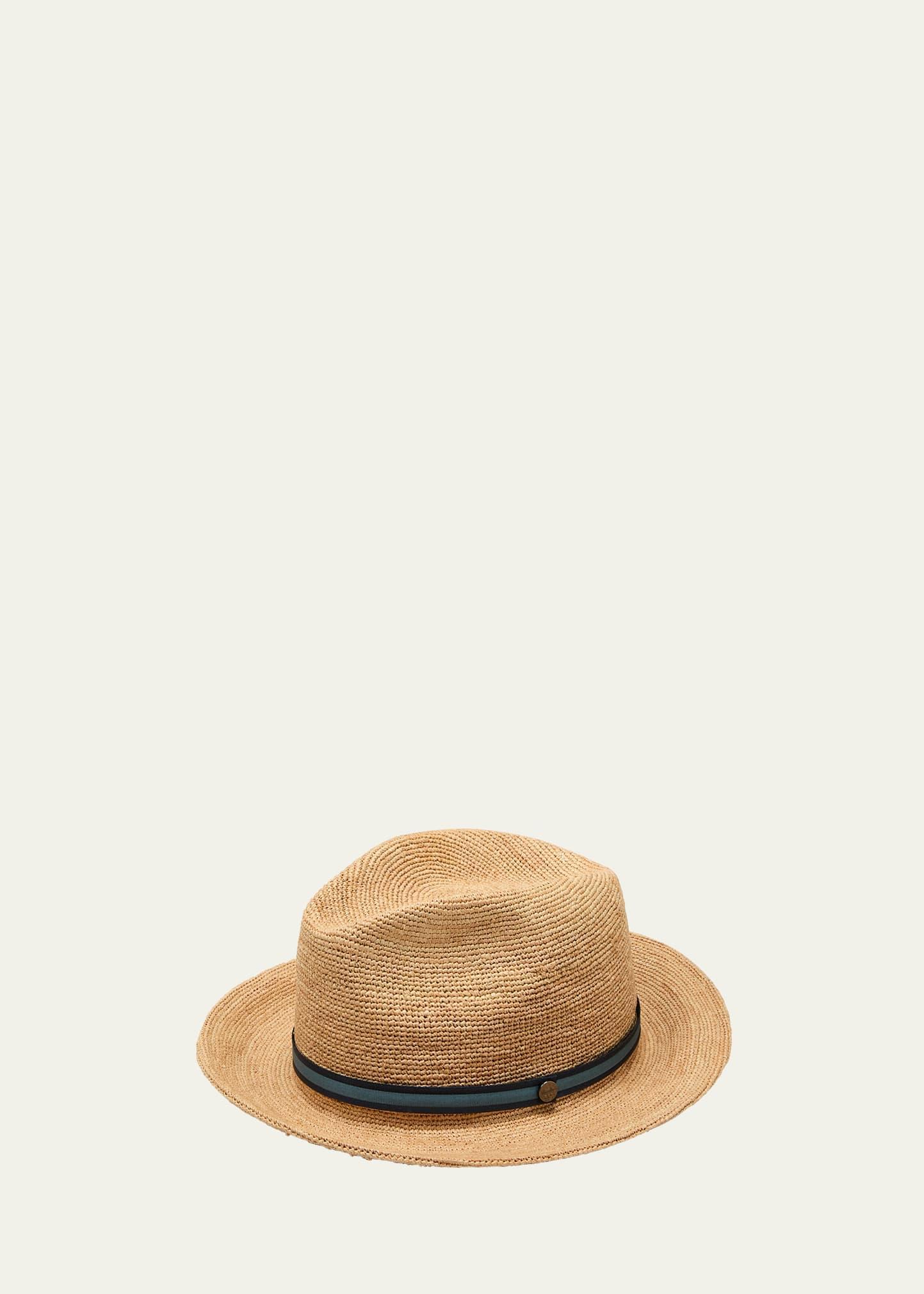 Mens Argentina Fine Raffia Crochet Fedora Hat Product Image