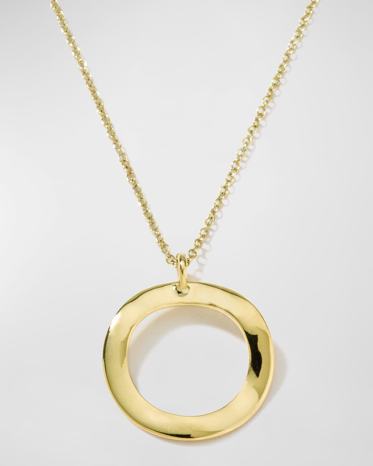 Short Mini Wavy Circle Pendant Neckace in 18K Gold Product Image