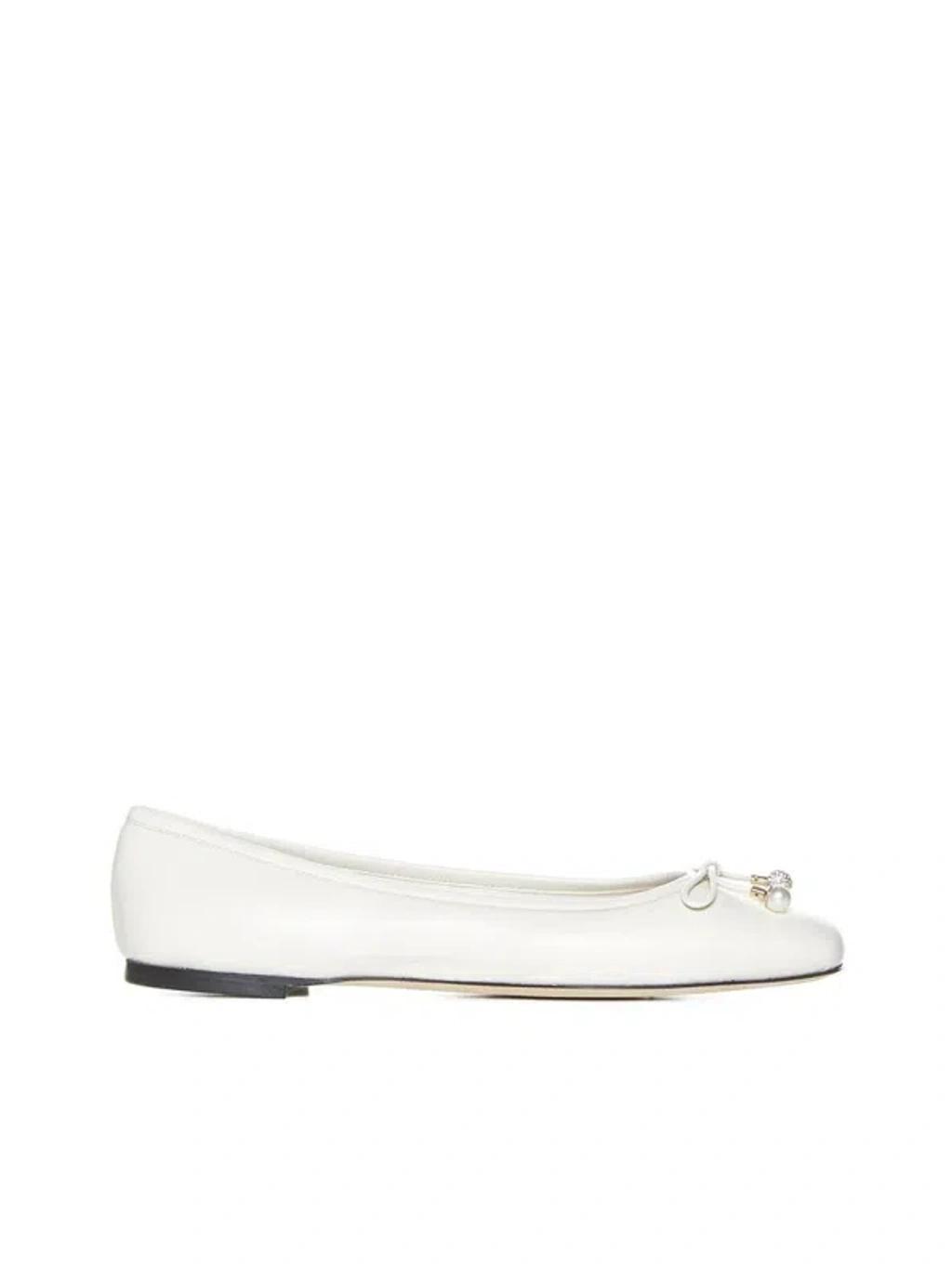 JIMMY CHOO Elme Leather Ballet Flats In Milky White Product Image