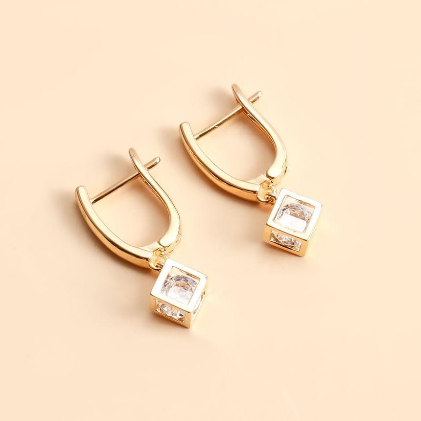 Caged Rhinestone Alloy Drop Earring Product Image