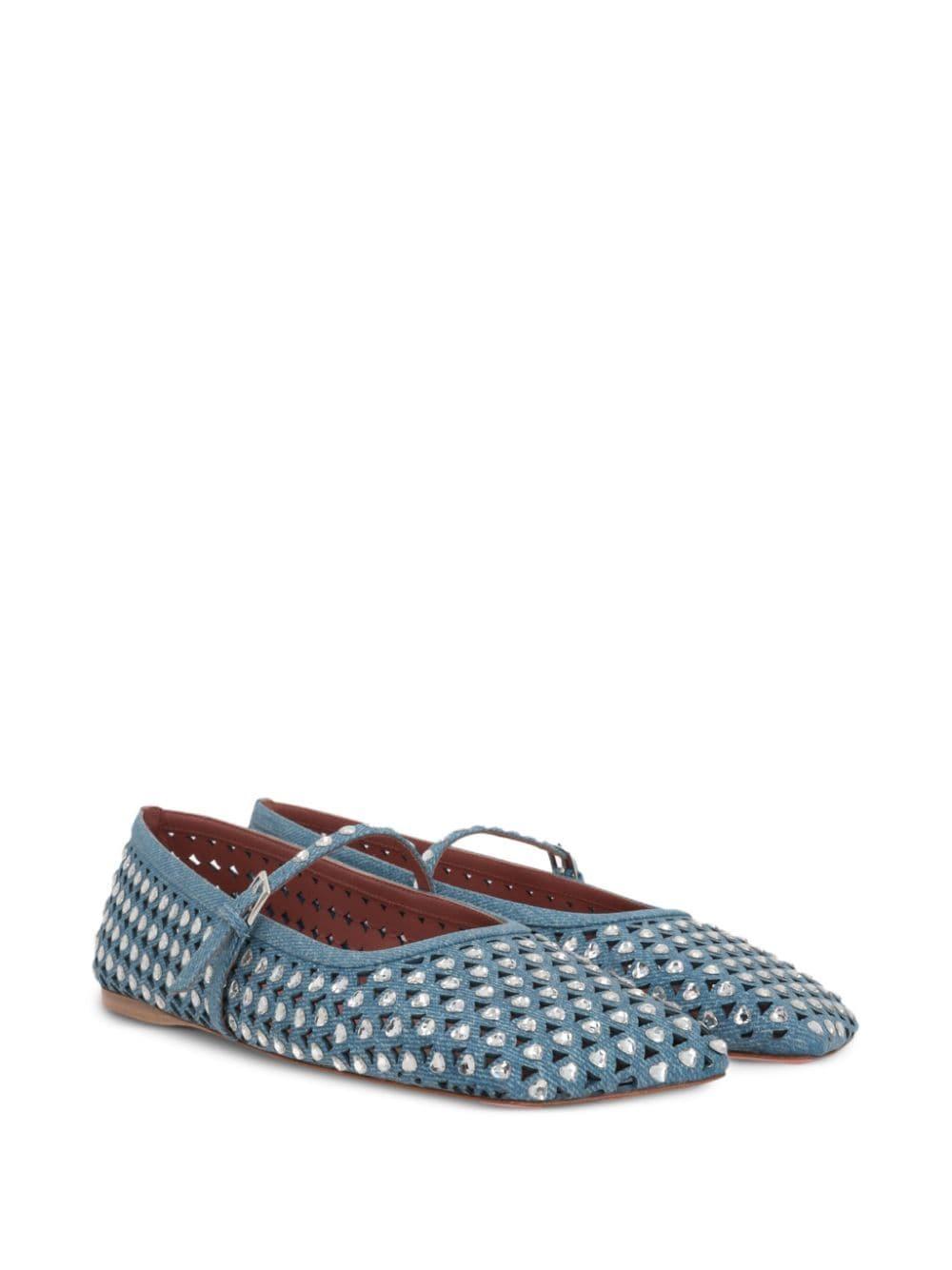 Ane Crystal Heart Mary Jane Ballerina Flats In Blue Product Image