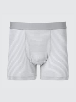 Mens Airism Striped Boxer Briefs with Deodorizing Gray Large UNIQLO US Product Image