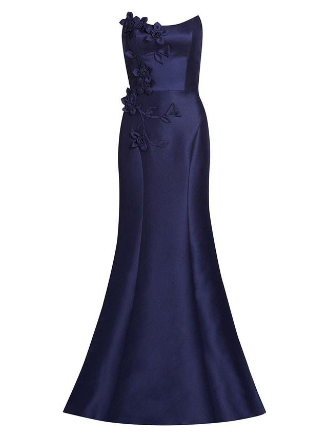 Womens Flower Appliqu Strapless Gown Product Image