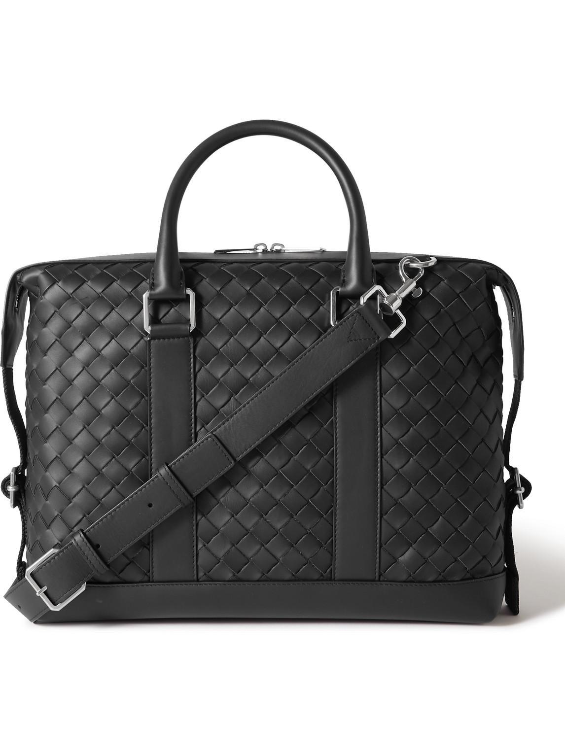 BOTTEGA VENETA Hydrology Intrecciato Leather Briefcase In Black Product Image