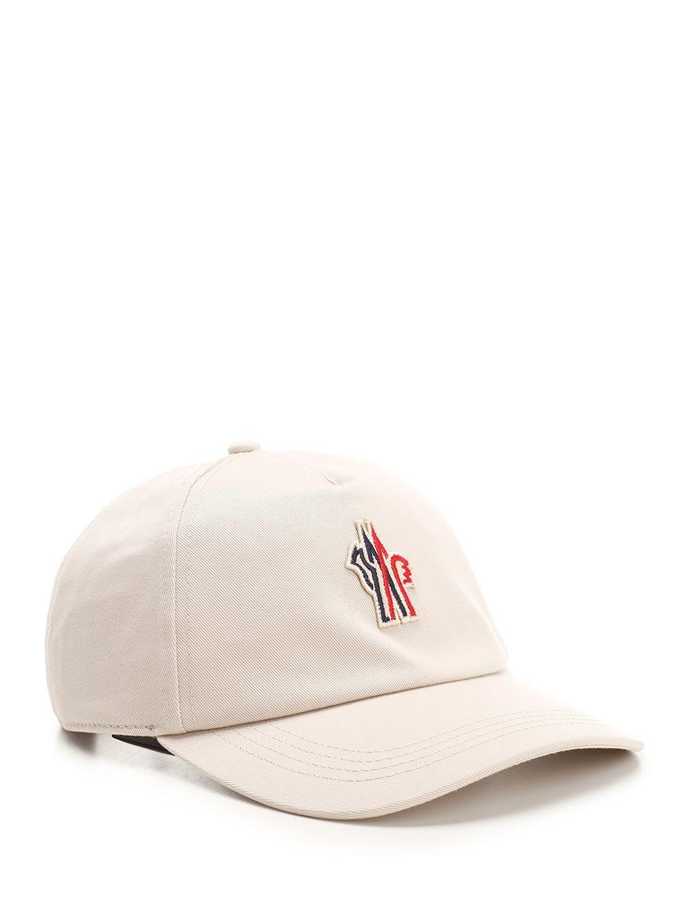 MONCLER Logo Cotton Gabardine Baseball Cap In Beige Product Image