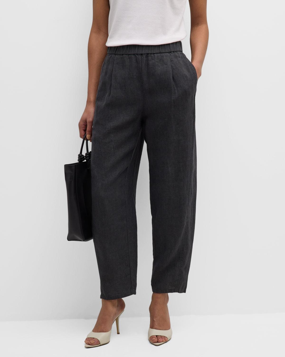 Pleated Cropped Organic Linen Lantern Pants Product Image