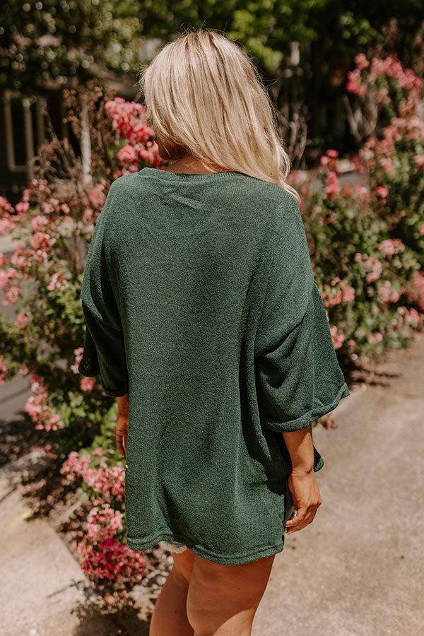 Vineyard Vibes Knit Top in Hunter Green Curves Product Image