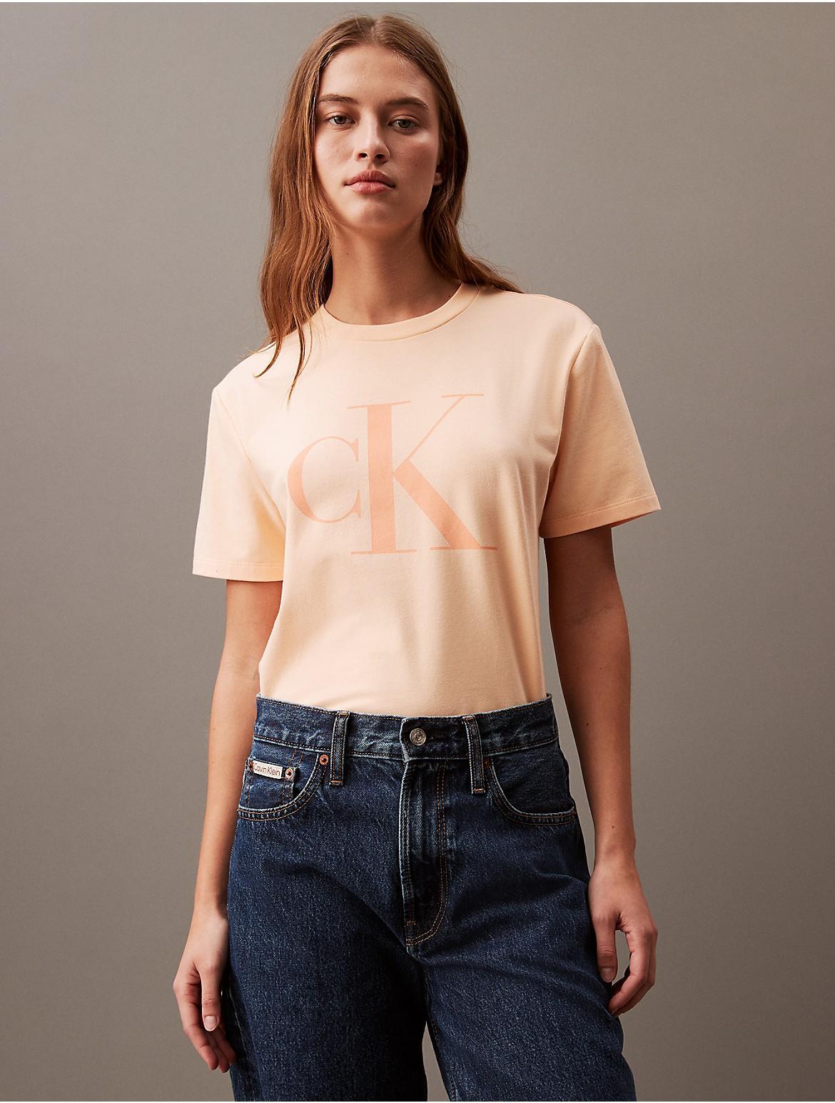 Calvin Klein Womens Monogram Logo Crewneck T-Shirt - Black - XL Product Image