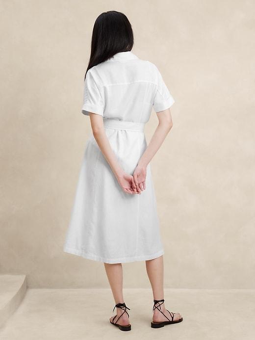 Linen-Blend Midi Shirtdress Product Image