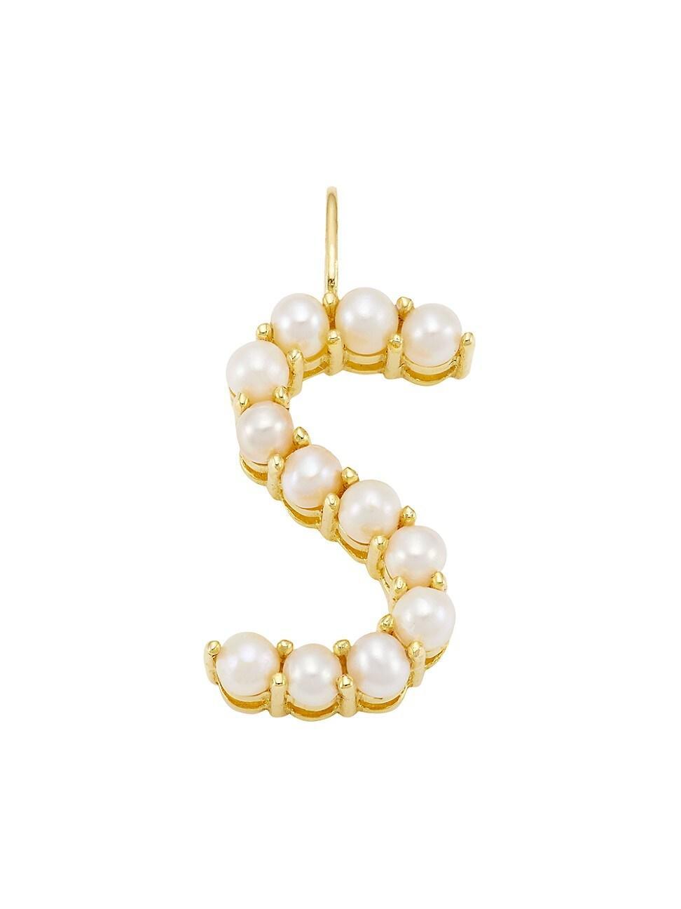 Womens Large 14K Gold & Pearl Initial Charm Product Image