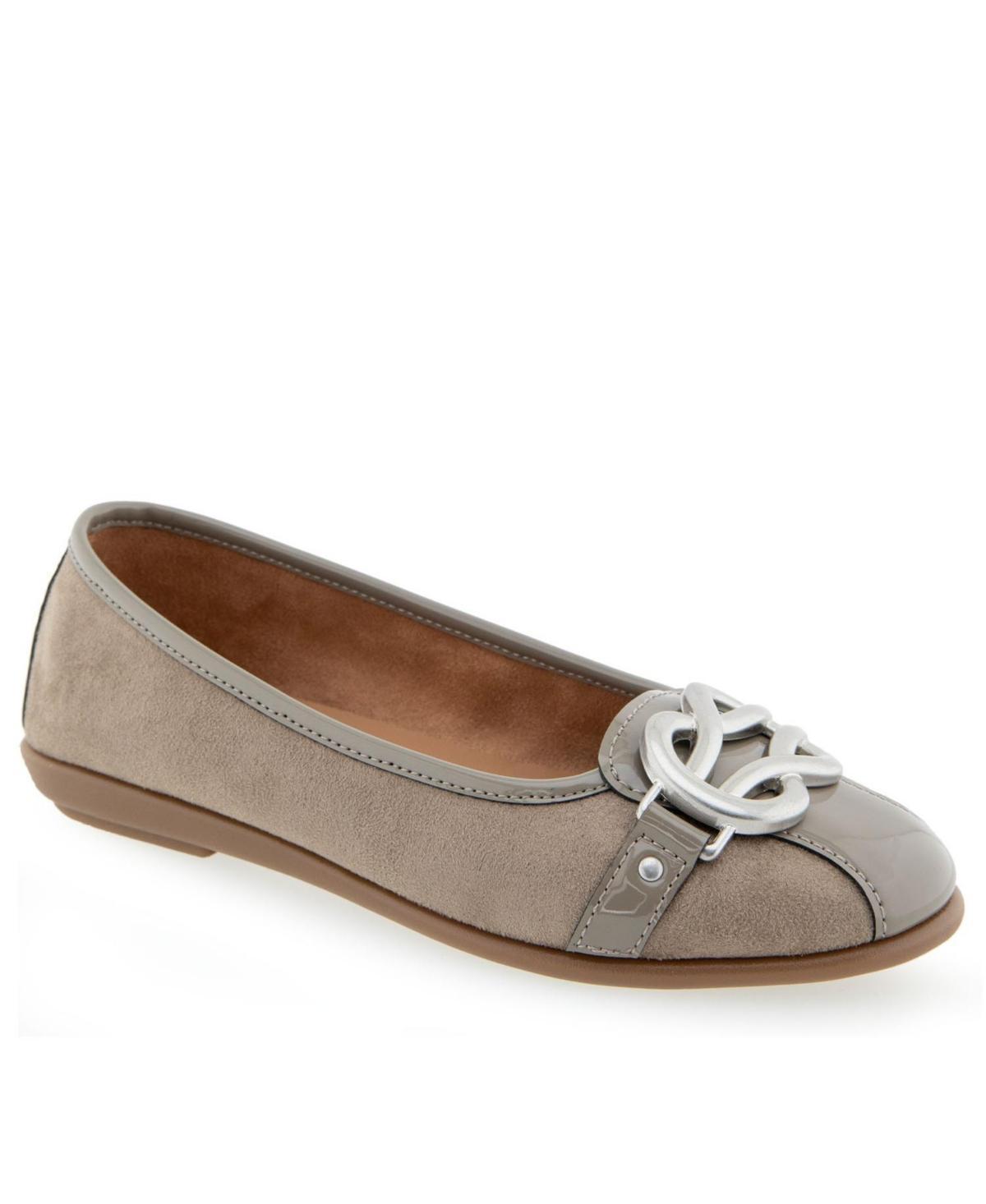 Aerosoles Big Bet Womens Suede Ballet Flats Med Brown Product Image