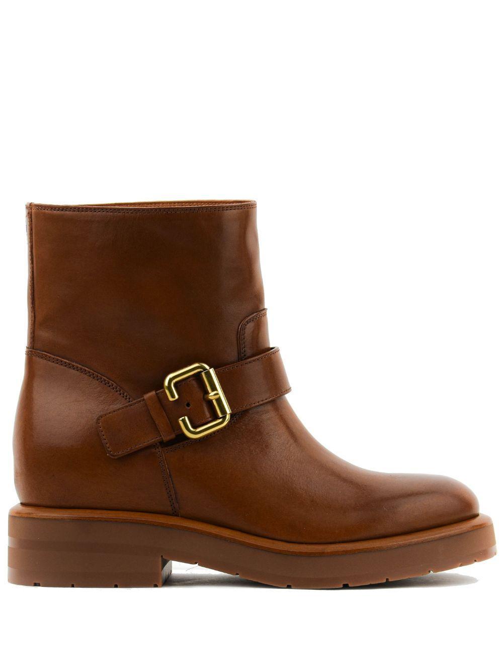 CHLOÉ Coddington Leather Ankle Boots In Brown Product Image