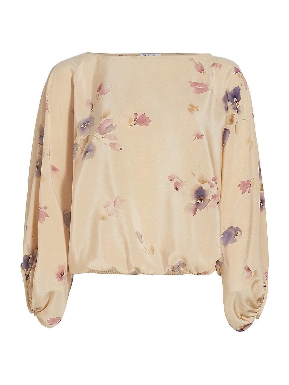 Loro Piana Bluebells Off the Shoulder Silk Blouse Product Image