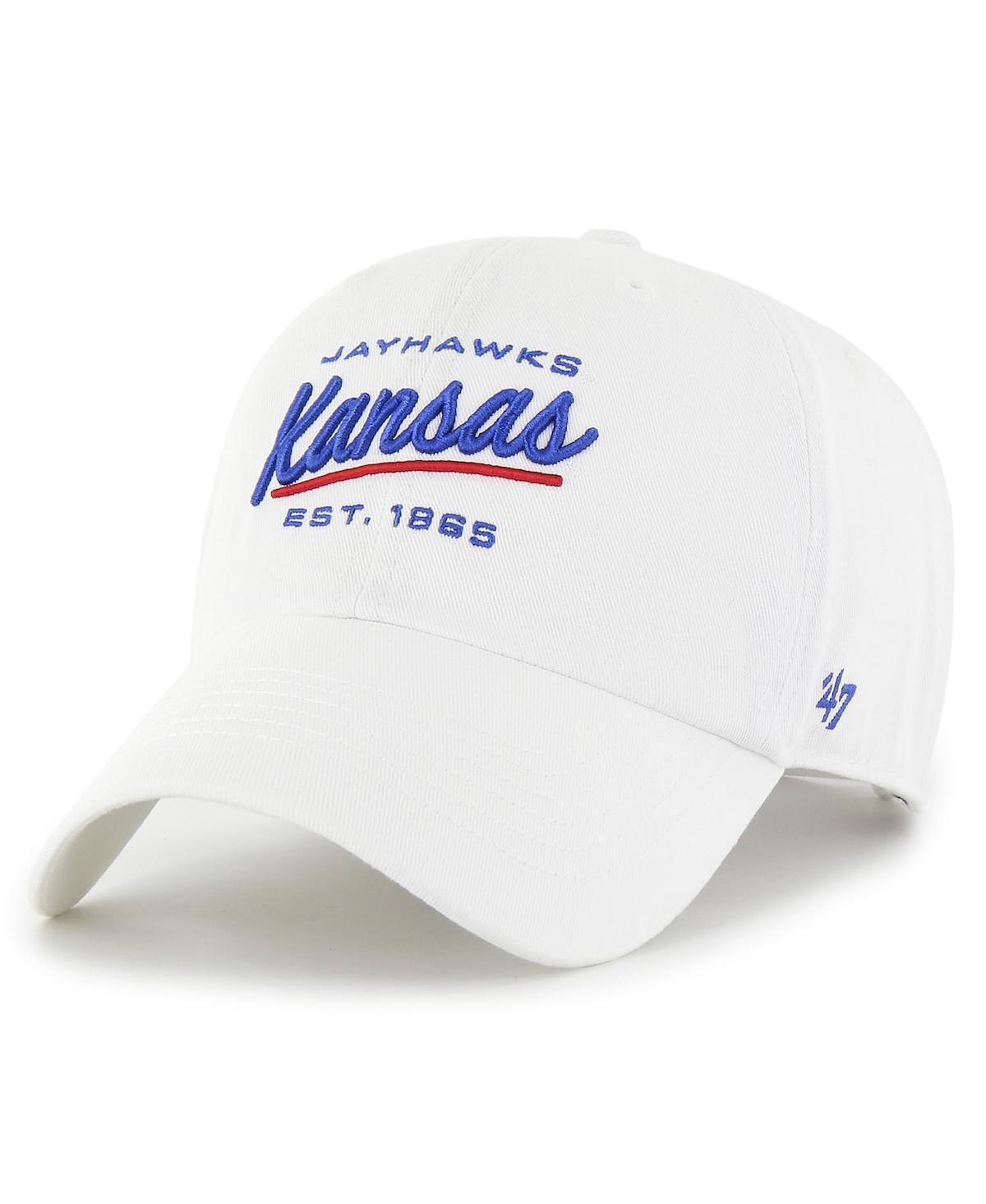 47 Brand Womens White Kansas Jayhawks Sidney Clean Up Adjustable Hat Product Image