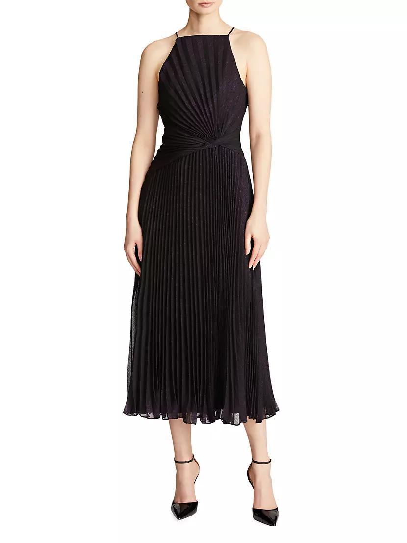 Serenity Halter Pleated Midi-Dress Product Image