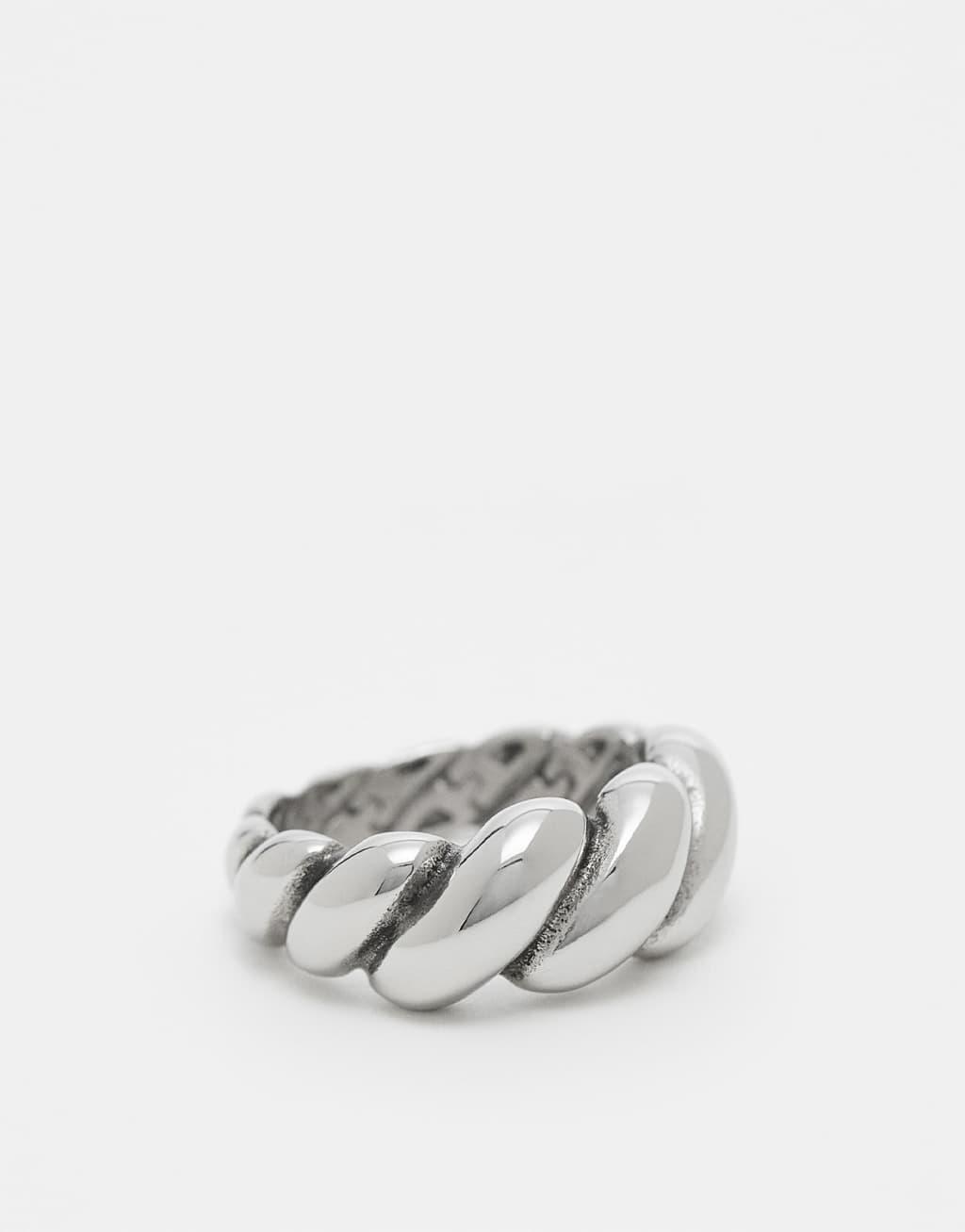 ASOS DESIGN waterproof stainless steel ring in silver tone Product Image