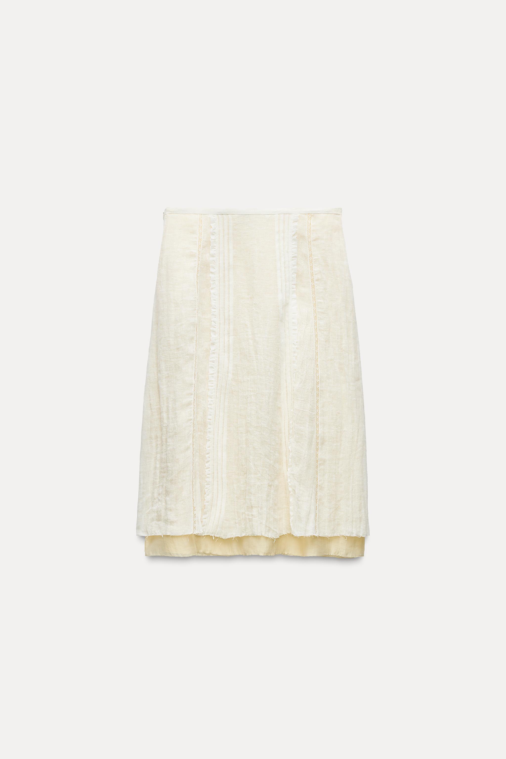 LINEN MIDI SKIRT ZW COLLECTION Product Image