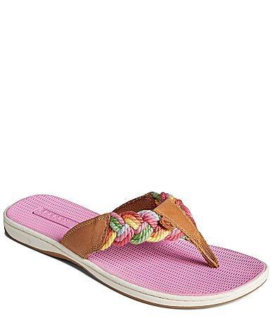 Sperry Parrotfish Rainbow Braid Leather Thong Sandals Product Image