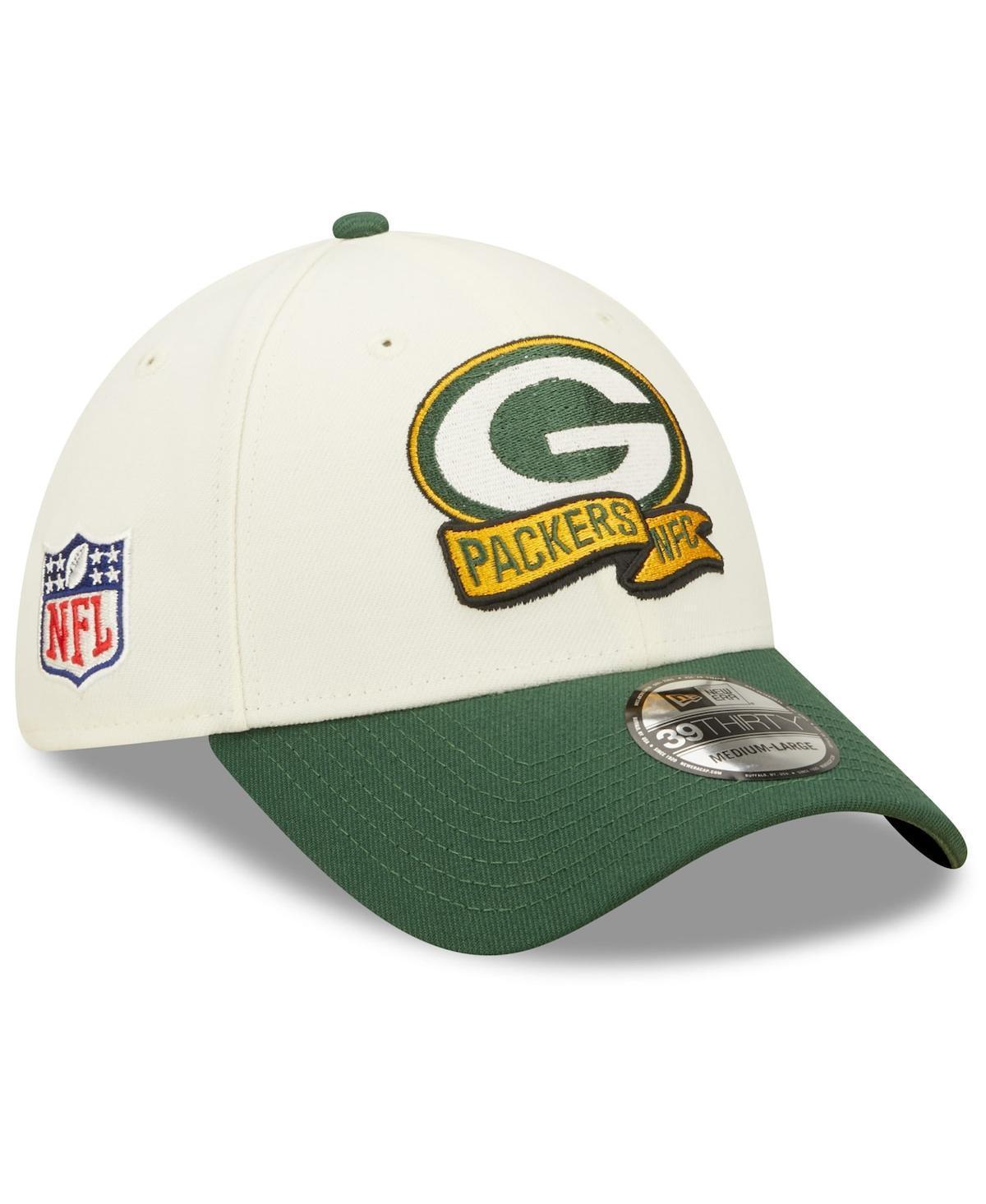 Mens New Era Cream Green Bay Packers 2022 Sideline 39THIRTY 2-Tone Flex Hat - Cream Product Image