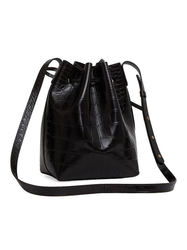 Mansur Gavriel Mini Croc Embossed Leather Bucket Bag Product Image