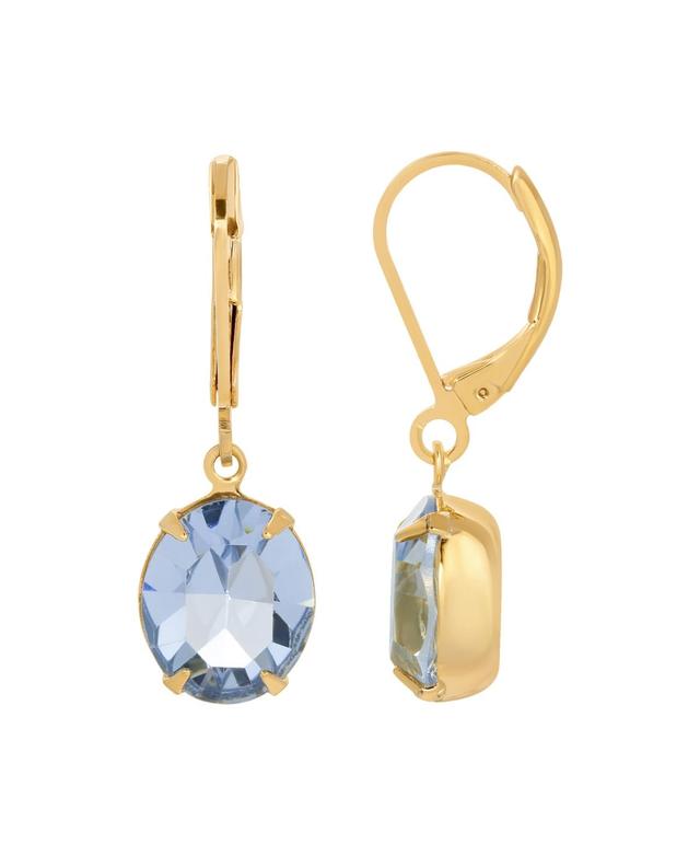 1928 Gold Tone Light Blue Crystal Drop Earrings, Womens Product Image