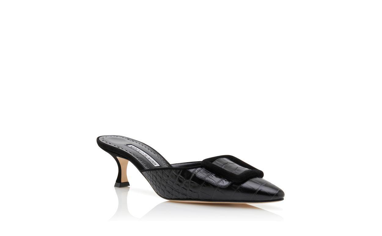 MAYSALEBI Black Calf Leather Buckle Detail Mules Product Image