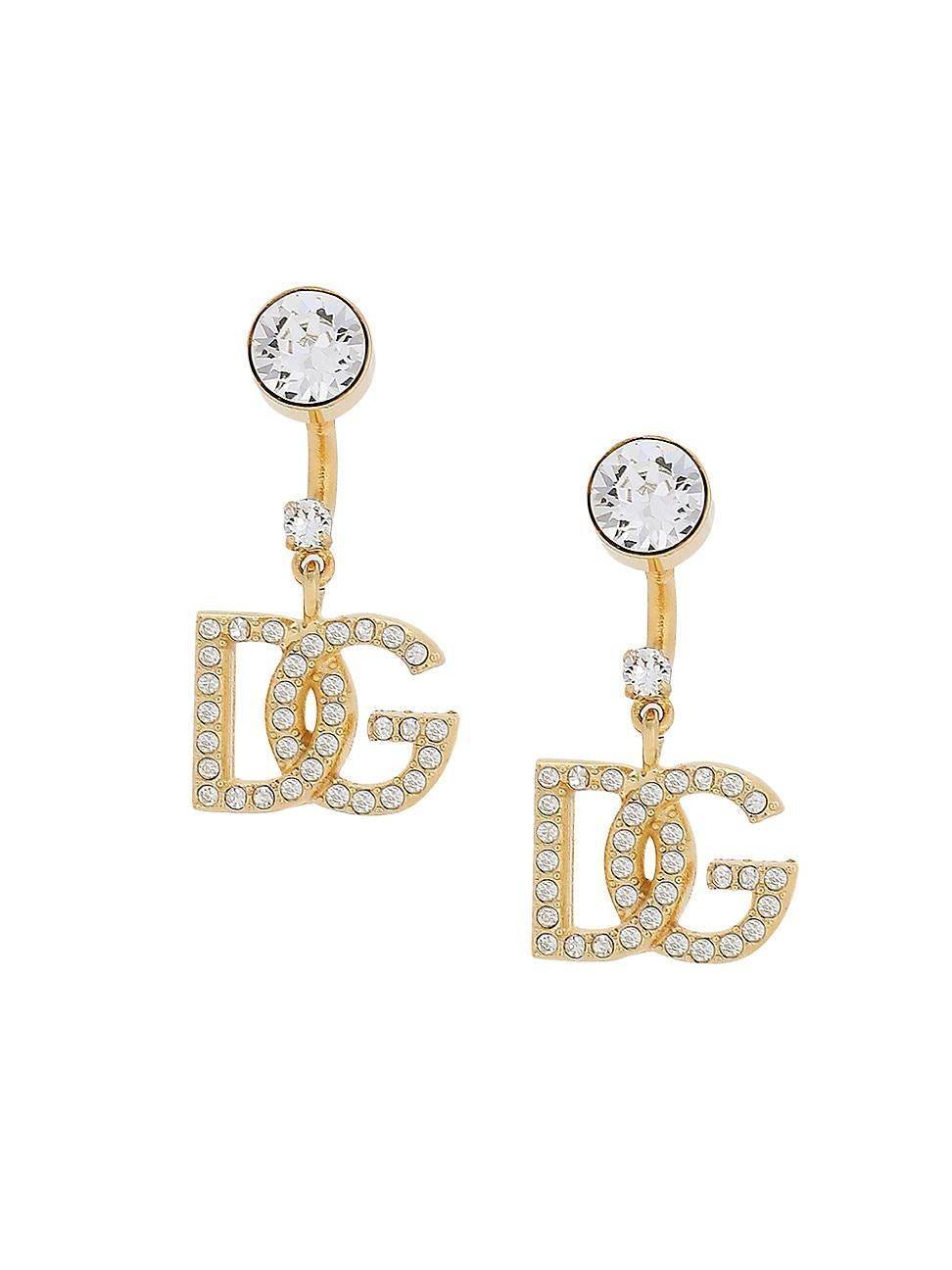 Dolce & Gabbana DG Crystal Logo Drop Back Earrings Product Image