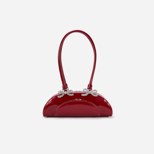 Burgundy Leather Curved Shoulder Bag Product Image