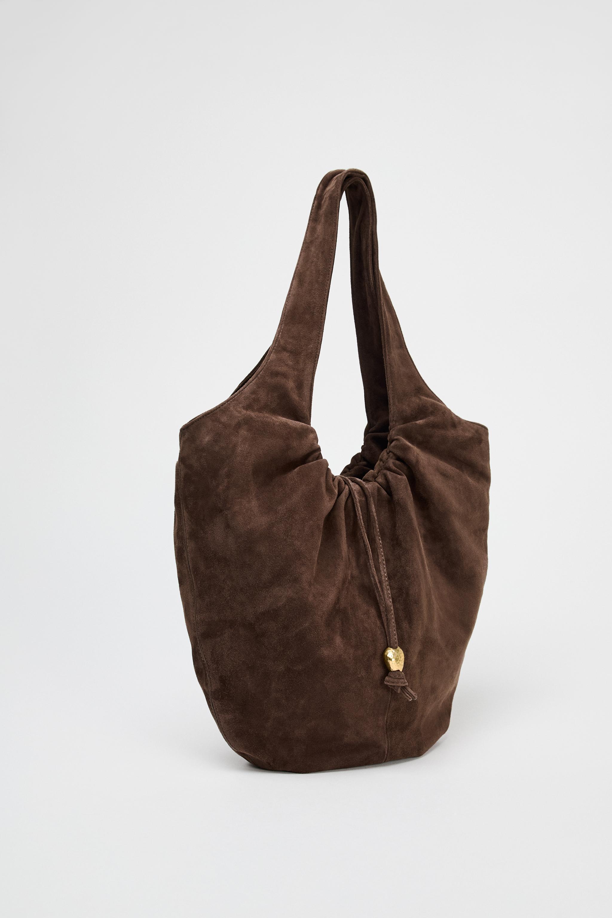 GATHERED SUEDE BUCKET BAG Product Image