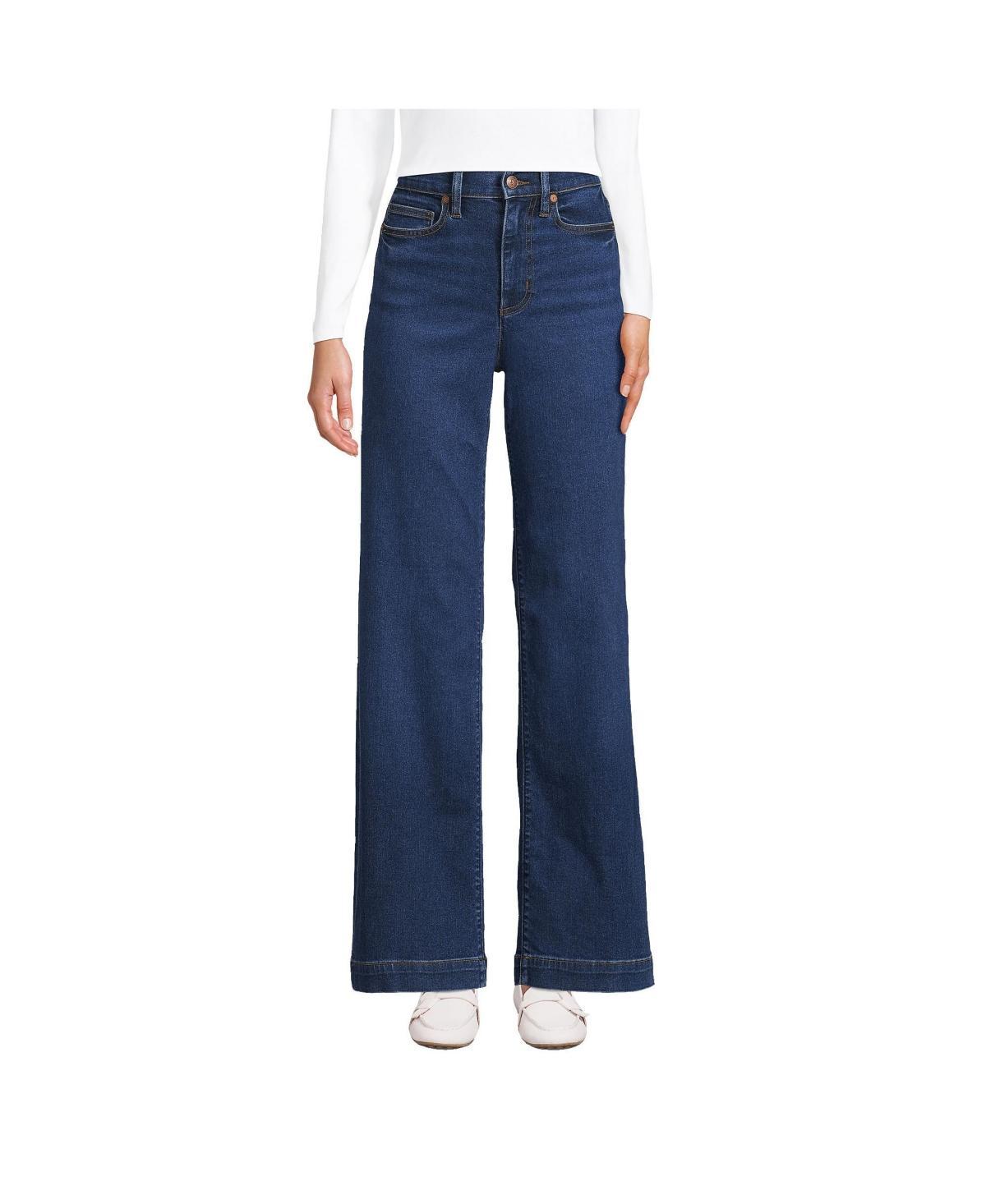 Womens Lands End High-Rise Wide Leg Jeans Product Image