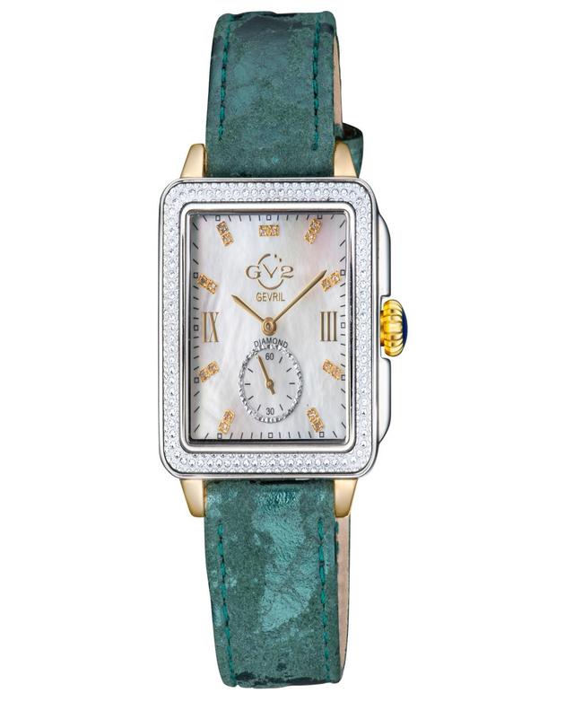 Gevril Womens Bari Tortoise Swiss Quartz Italian Green Leather Strap Watch 34mm Product Image