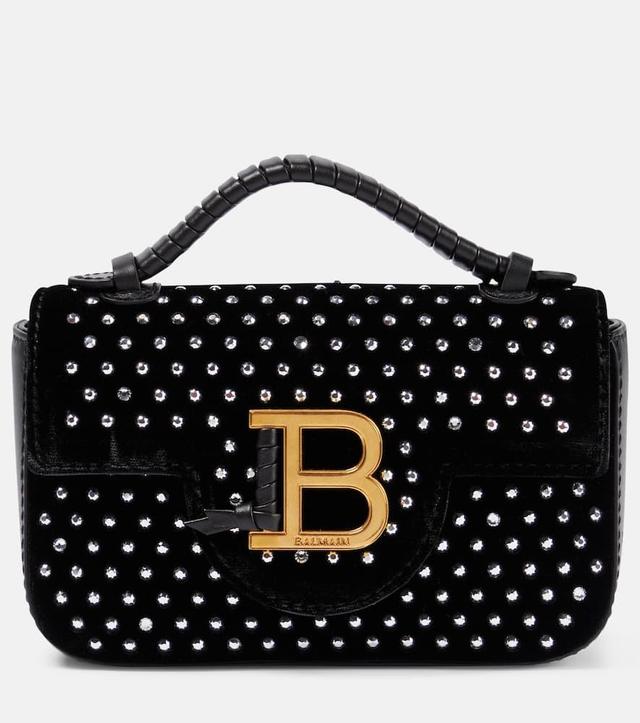 B-buzz Mini Studded Velvet Crossbody Bag In Black Product Image