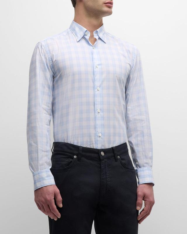 Mens Cotton Check-Print Sport Shirt Product Image