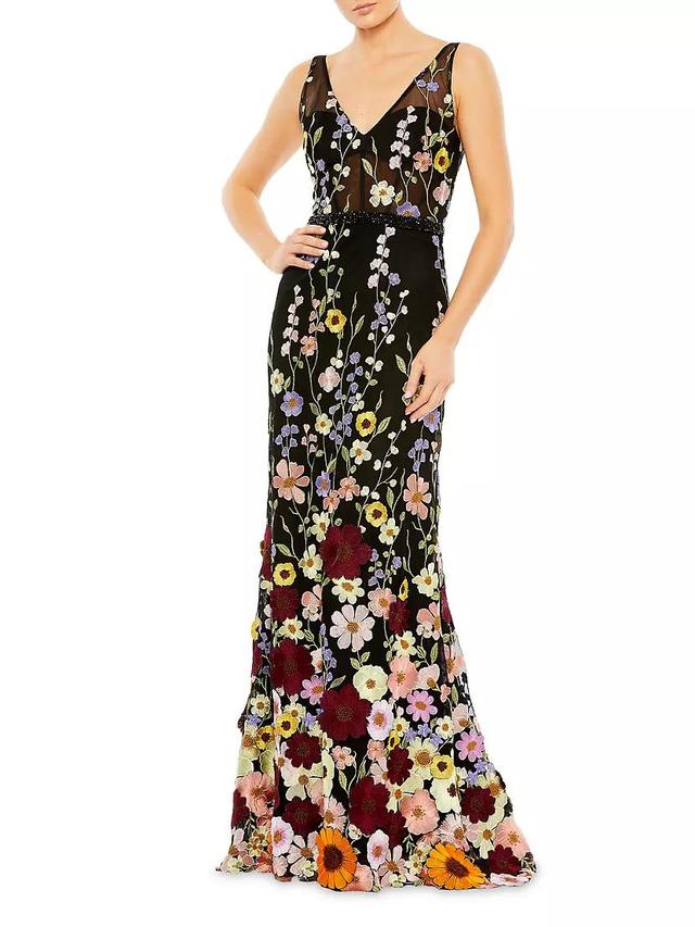 Mac Floral-Embroidered Tulle Gown Product Image