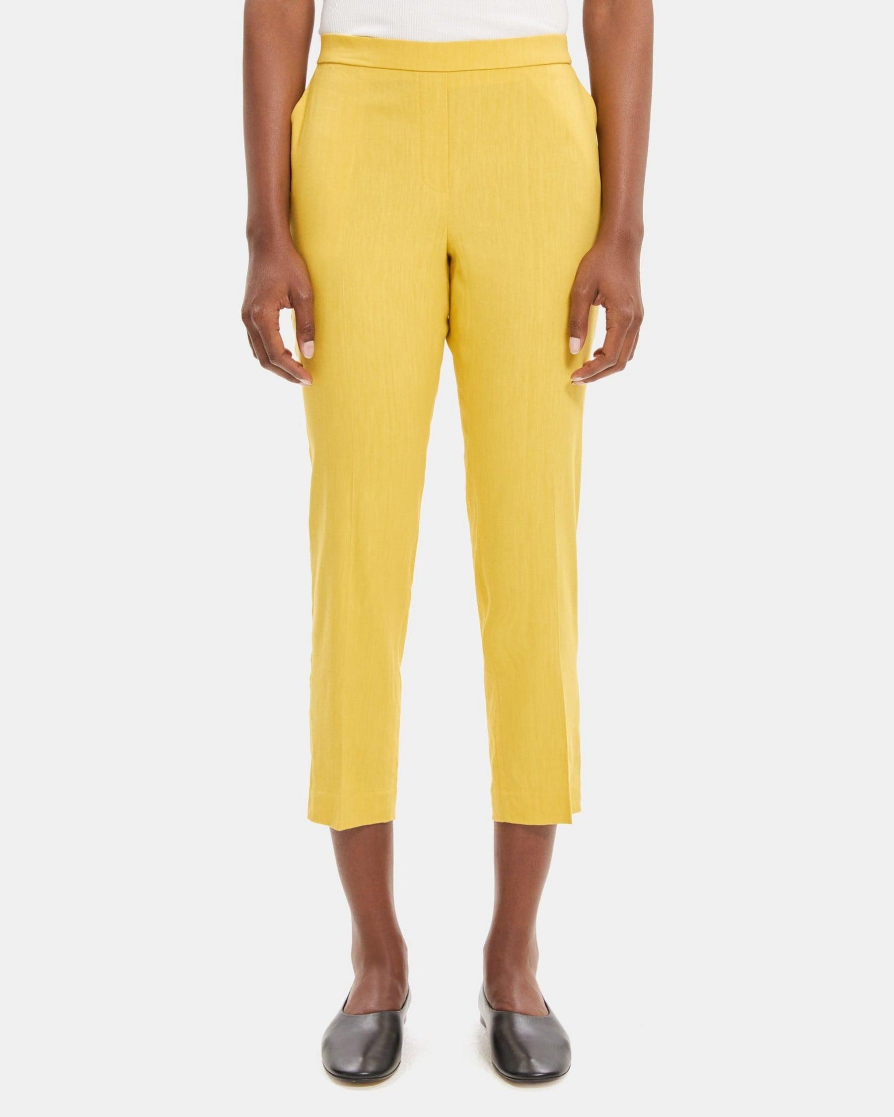 Slim Cropped Pull-On Pant in Linen-Blend Product Image